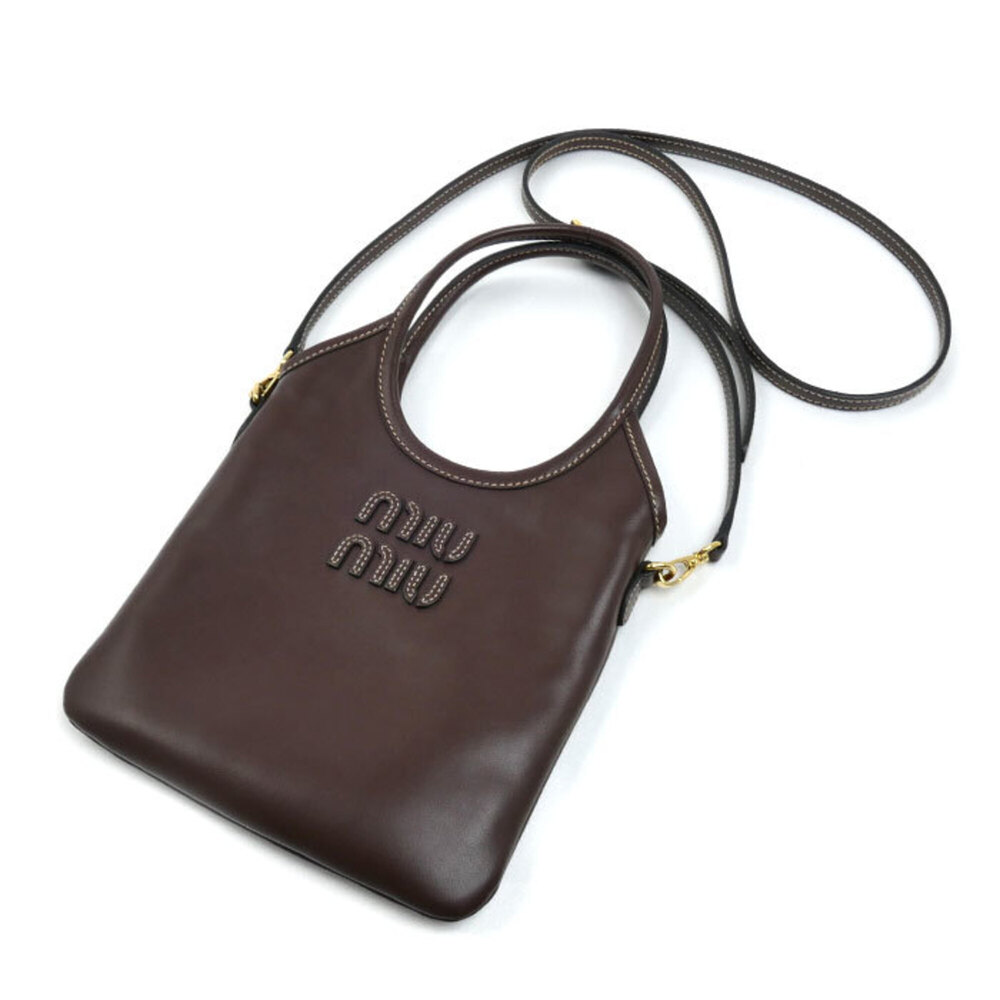 Miu Miu MIUMIU Ivy Mini Shoulder Bag, Brown, 5BA281, Women's